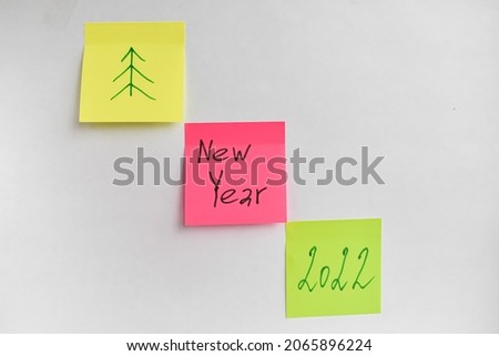 text on colored stickers, holidays, words on paper, congratulations