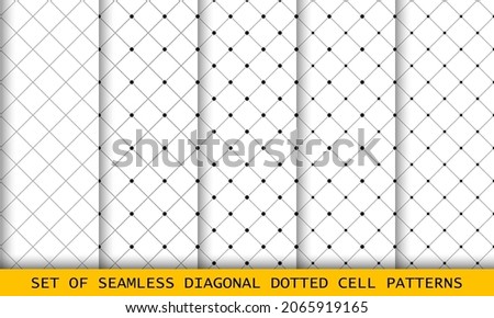 Diagonal dotted cell backgrounds seamless art set