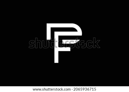 Minimal elegant monogram art logo. Outstanding professional trendy awesome artistic FP PF initial based Alphabet icon logo. Premium Business logo. White color on black background.