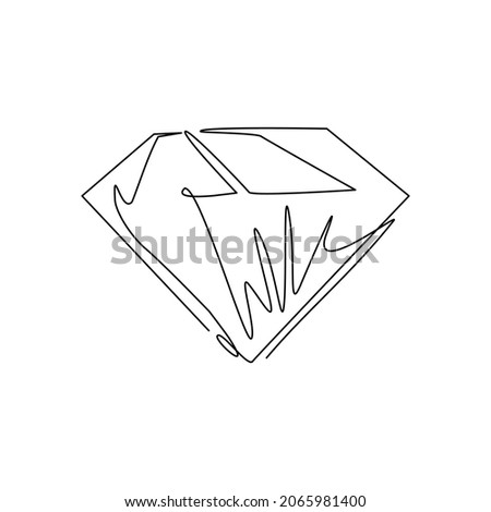 Single continuous line drawing brilliant, diamond flat line icon. linear style sign for mobile concept and web design. Symbol, logo illustration. Pixel perfect. Dynamic one line draw graphic vector