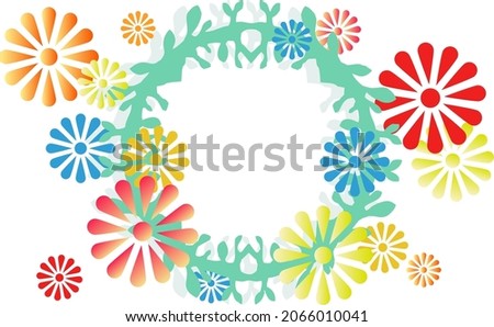 Japanese style flower frame illustration material
