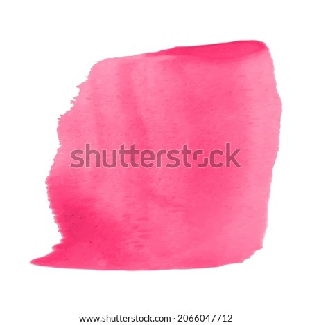 Drawn pink brush, smear, blot. Watercolor technique. Vector illustration. Artistic design elements. Purple stain with streaks. Texture for the background. Isolated, on a white background. Pastel color