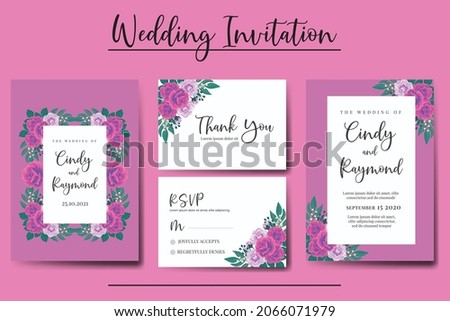 Modern Wedding invitation frame set, floral watercolor hand drawn Beautiful Flower design Invitation Card Template
