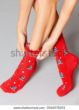 red socks with a print on women's feet