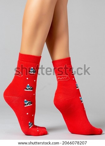 red socks with a print on women's feet
