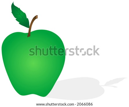 A green apple with drop shadow isolated over a white background. Illustration. Easily editable and scalable vector format.