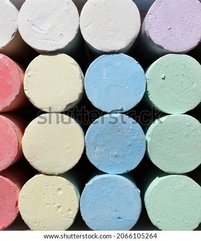 colorful round street crayon in a box assorted colors seen from above