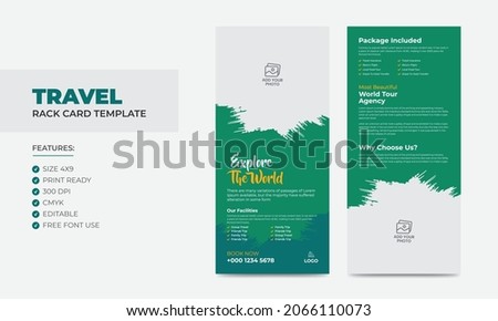 Travel Rack Card or Dl Flyer Template. Double-Sided Tour Poster Leaflet Design Template Royalty-Free Stock Photo #2066110073