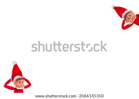 Christmas Elf toy on an isolated white background with copy spac