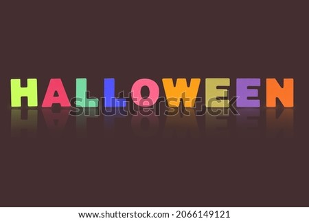 "HALLOWEEN" Colorful wooden English alphabets set sort. English letters made of wood arrange alphabets as categorize word. Poster or banner design used as a symbol. Isolated on black background.