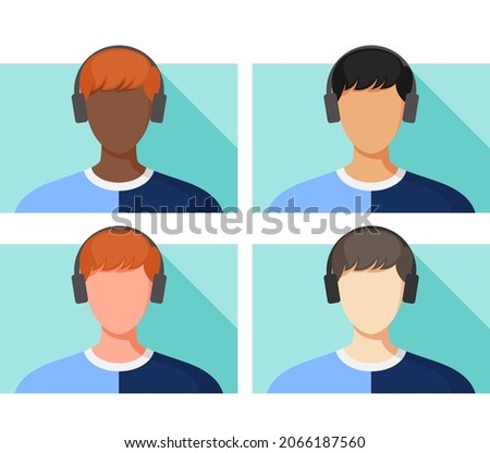User Avatar - Young Man wearing T-Shirt and wireless earphone -  Stock Illustration  as EPS 10 File