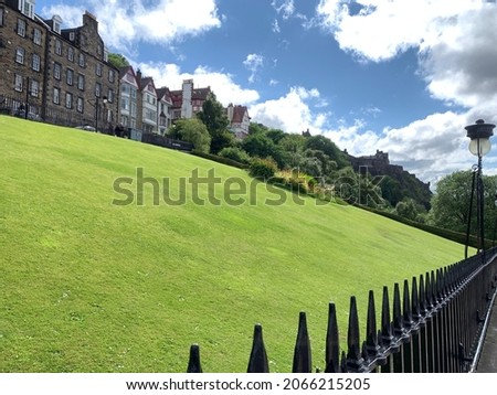  Magnificent view of majestic Castle with from afar with beautiful nature background
