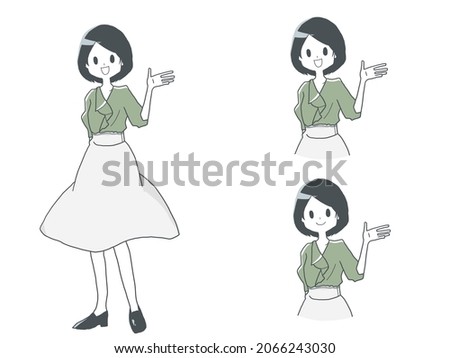 woman girl sign person　illustration set cute kawaii