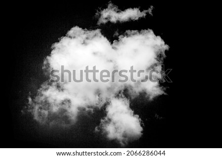 Sky and clouds isolated on black background Single cloud black and white image