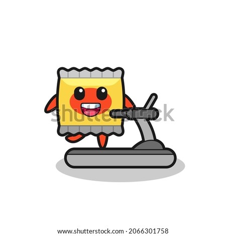 snack cartoon character walking on the treadmill , cute style design for t shirt, sticker, logo element