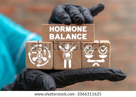 Medicine and science concept of hormone balance control. Hormonal therapy. Hormones innovative treatment. Royalty-Free Stock Photo #2066311625