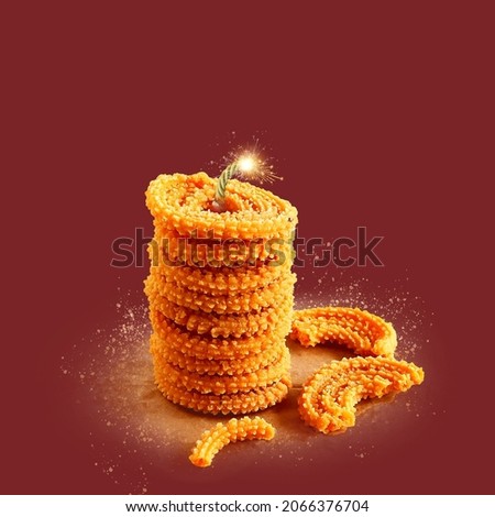 Happy Diwali, A creative representation of Diwali food in form of Crackers  Royalty-Free Stock Photo #2066376704