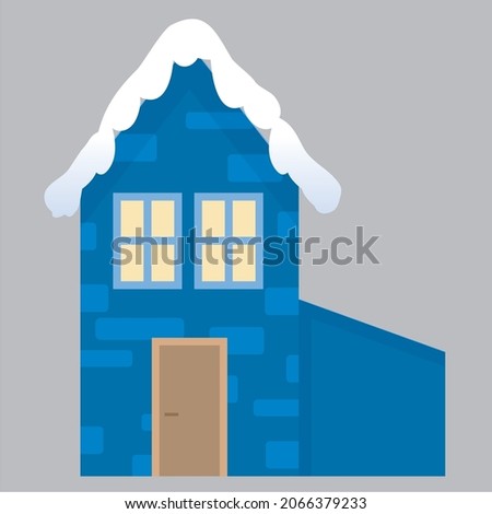 Vector illustration of a house isolated on a white background, in the snow
