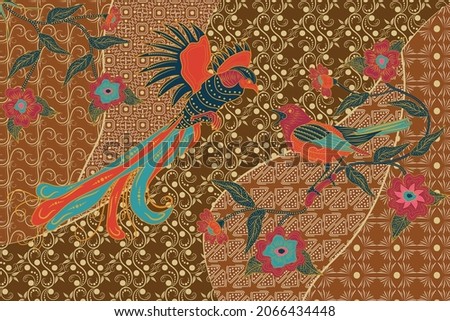 hand drawn batik traditional floral beautiful concept. vintage traditional batik for pattern fabric. creative ancient textile pattern