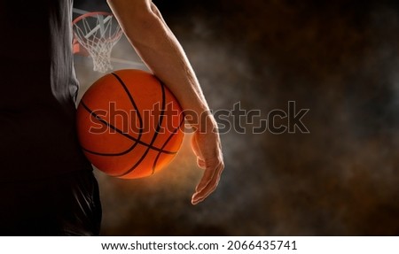 Basketball player. Sports banner. Horizontal copy space background