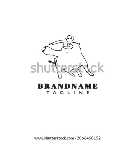 bull rider logo cartoon icon design black modern isolated vector illustration