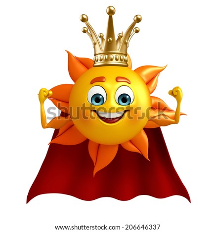 Cartoon Character of super sun with crown