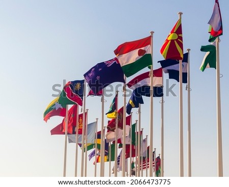 Shot of a flags of different countries.