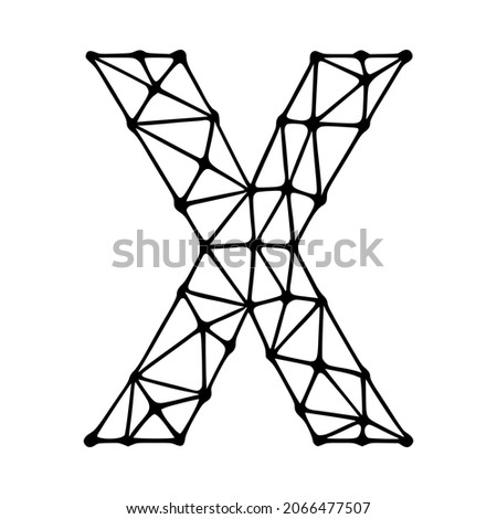 Letter x polygonal symbol, clip art isolated on white background