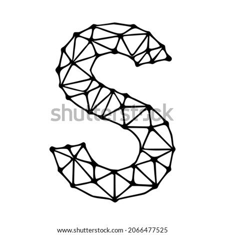 Letter s polygonal symbol, clip art isolated on white background