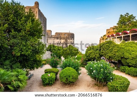 Small garden and park next to the pilar gate at Dubrovnik old city, Croatia.