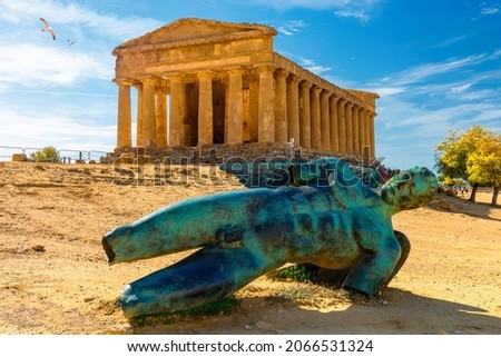 Valley of the Temples (Valle dei Templi), The Temple of Concordia, an ancient Greek Temple built in the 5th century BC, Agrigento, Sicily. Temple of Concordia, Agrigento, Sicily, Italy Royalty-Free Stock Photo #2066531324