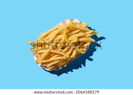 Ffrench fries on blue  background