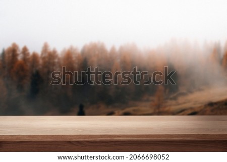 Nature product backdrop, pine tree and mountain