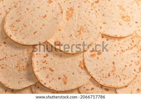 Pitta bread isolated on white background. Top view. 