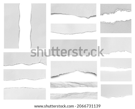Collection of torn paper isolated on white background. Royalty-Free Stock Photo #2066731139