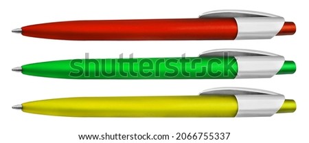 Pencils red green yellow colors isolated against white background Royalty-Free Stock Photo #2066755337