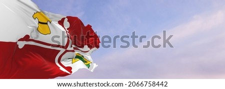 flag of county Howard, Maryland , USA at cloudy sky background on sunset, panoramic view, Patriotic concept about Howard, Maryland and copy space for wide banner. 3d illustration