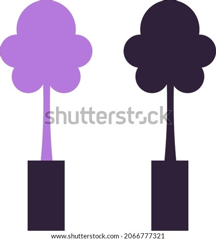 Minimalist Indoor Plant Silhouette - Amazing flat vector illustration of a long purple indoor plant on a pot suitable for clip art, website, app, icon, sign, design assets, and illustration in general
