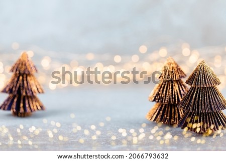 Christmas tree on bokeh background. Christmas holiday celebration concept. Greeting card. 