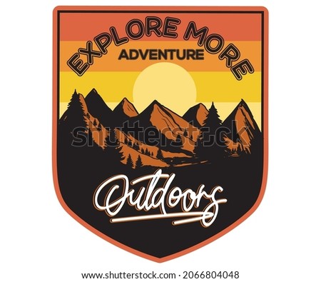 Outdoors adventure retro print design. Explore more vintage  graphic print for  t shirt , fashion, sticker, posters and others. Royalty-Free Stock Photo #2066804048