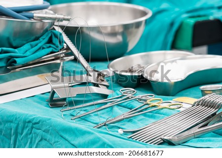 surgical instruments for open heart surgery Royalty-Free Stock Photo #206681677