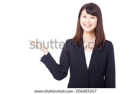 businesswoman pointing side