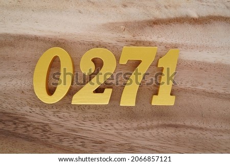 Gold Arabic numerals 0271 on a dark brown to white wood grain background.