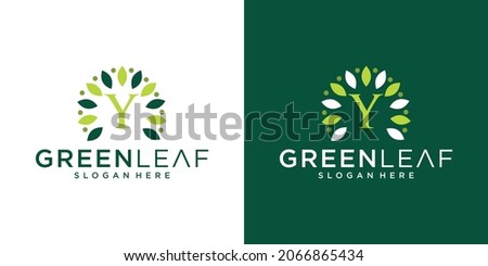 Letter y leaf logo design