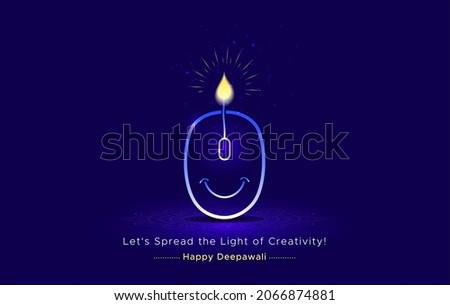 Modern creative design for Diwali festival celebration. Smiling Eco friendly green technology with computer mouse illustration Royalty-Free Stock Photo #2066874881