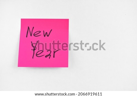 New Year card festive backgroundColorful stickers, isolated on white background selective focus