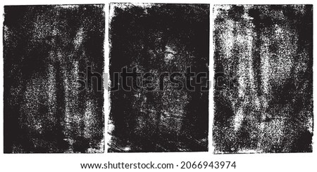 Letterpress ink textures. Set of 3 Rough, eroded lino print textures taken from high resolution scans. Compound path and paths optimised. Royalty-Free Stock Photo #2066943974