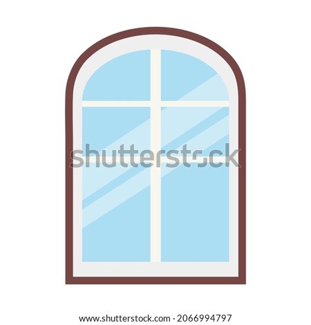 A window with a rounded top on a white background for use in a clipart