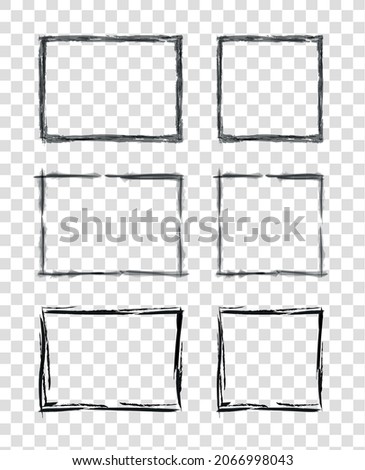 Vector illustration Set of black frames for photos and pictures. Royalty-Free Stock Photo #2066998043