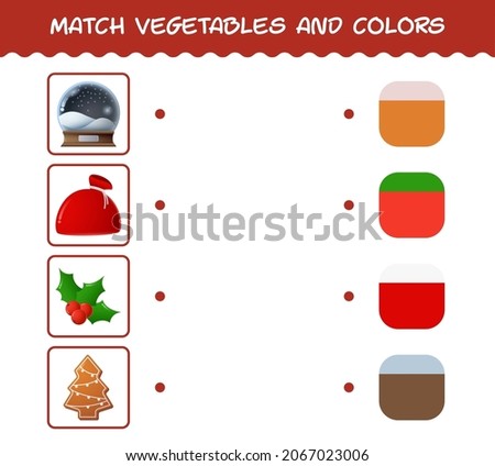 Match cartoon christmas and colors. Matching game. Educational game for pre shool years kids and toddlers